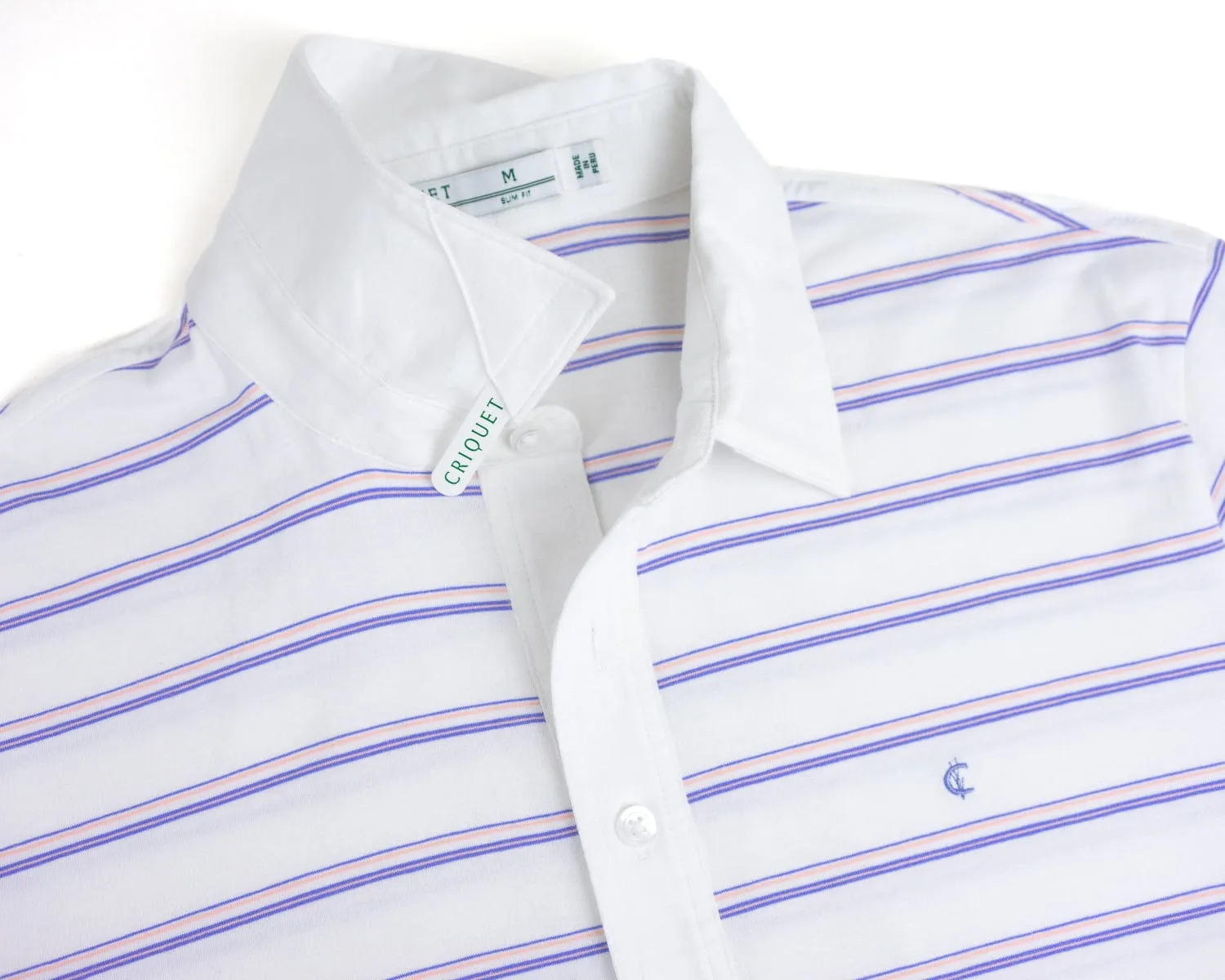 Slim Fit Top-Shelf Range Polo - Newton Stripe - White