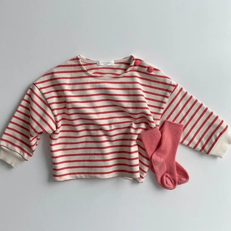 Striped Cotton Long Sleeve Top