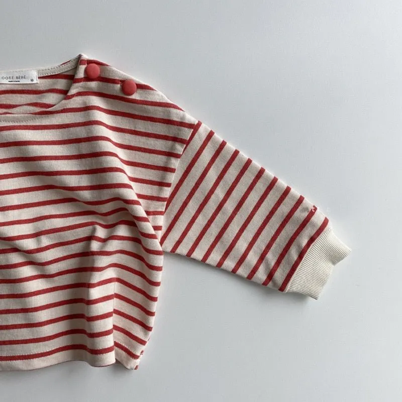 Striped Cotton Long Sleeve Top