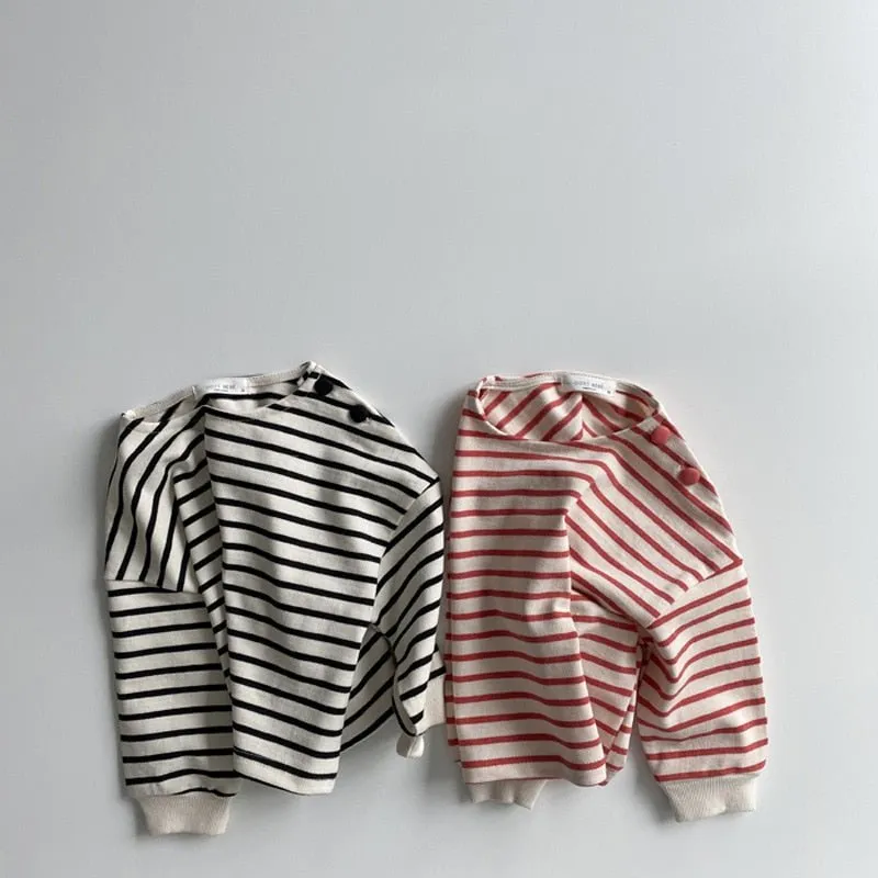 Striped Cotton Long Sleeve Top