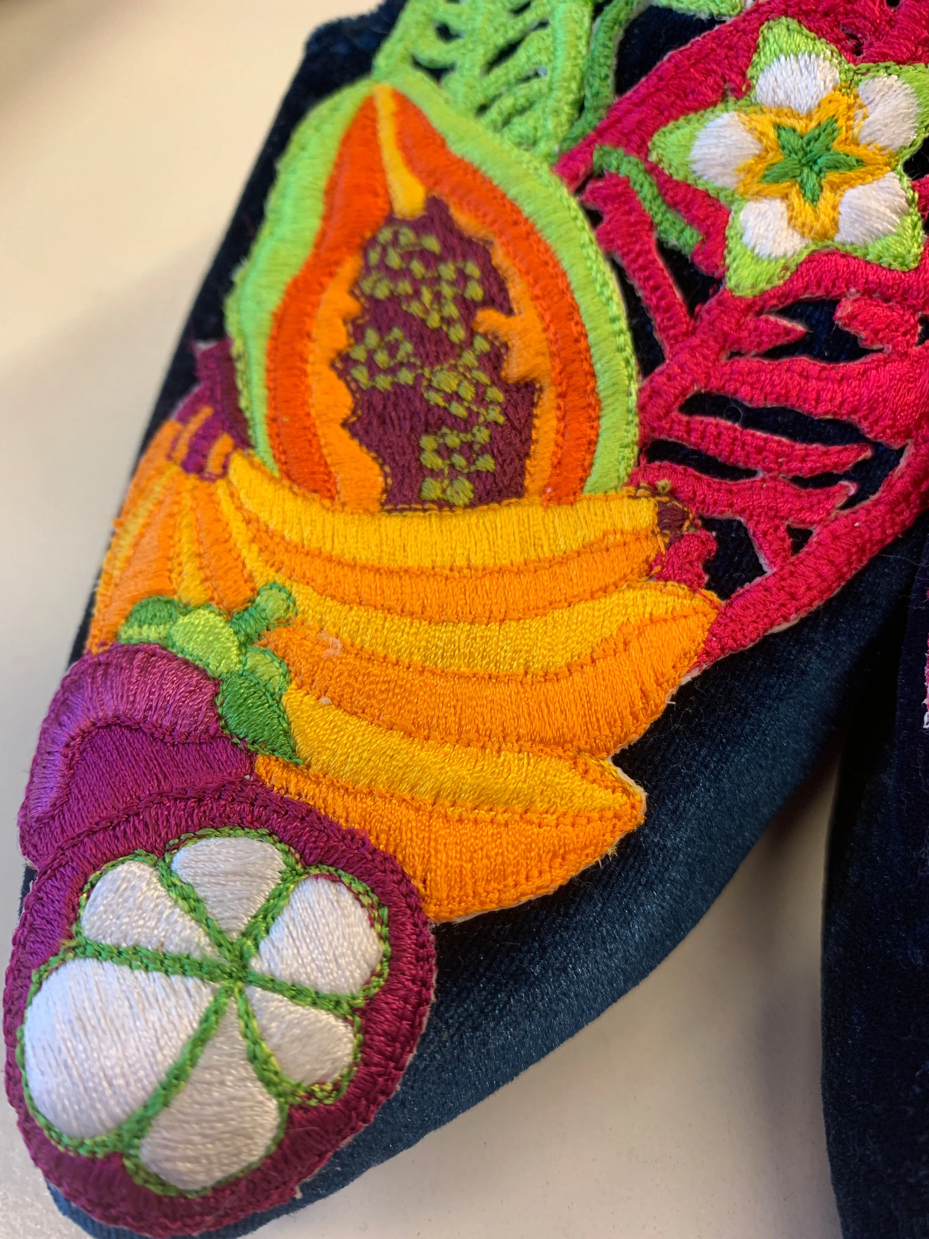 Tropical Rojak Embroidered Mules - Last pair size 38!