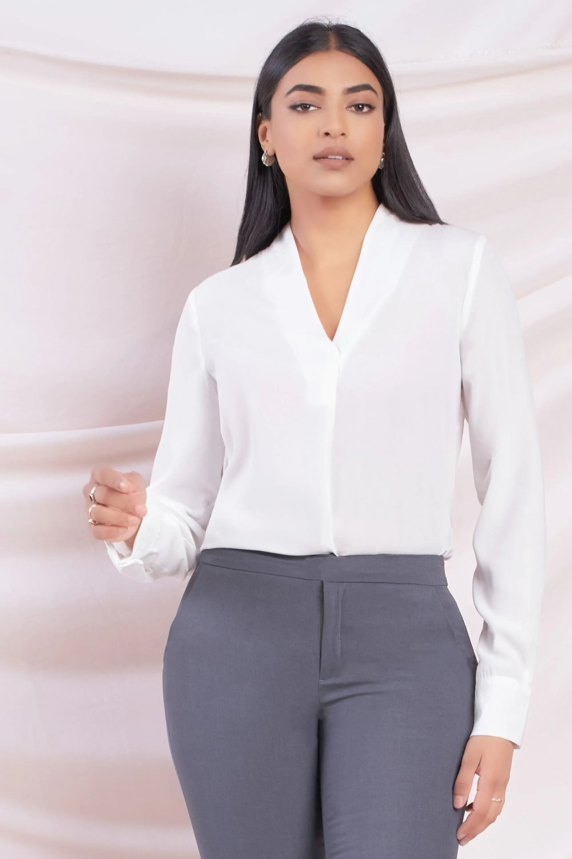 White Pleat Detail Shirt