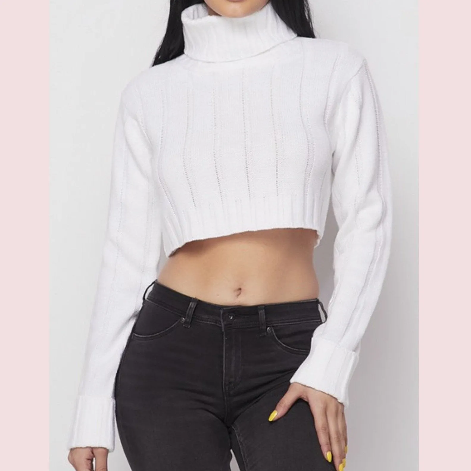 Wide Rib Turtle Neck Crop Top